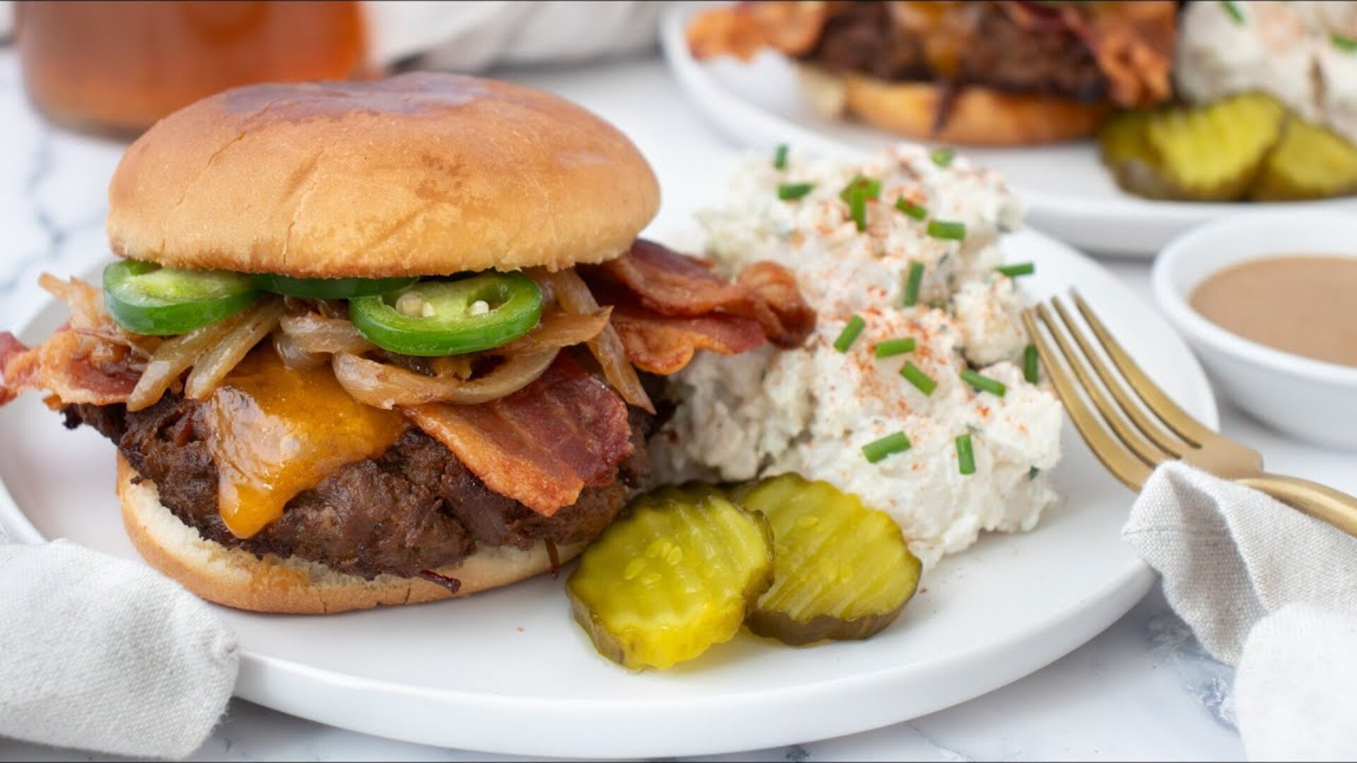Video thumbnail for Barbecue Brisket Smashburger Recipe