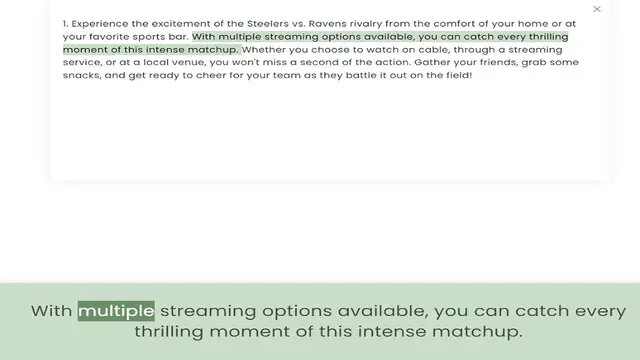 Video thumbnail for your favorite sports bar. With multiple streaming options available, you can catch every thrilling moment of this intense matchup. Whether you choose to watch on cable, through a streaming service, or at a local venue, you won't miss a se