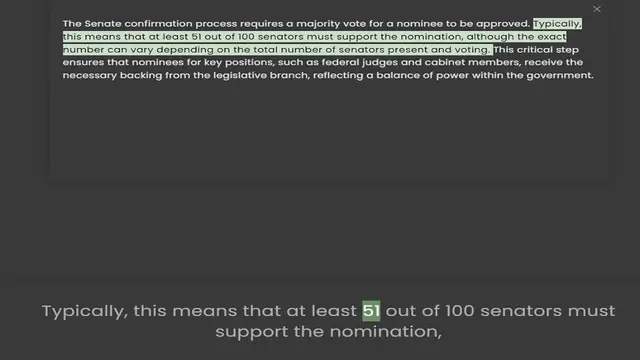 Video thumbnail for this means that at least 51 out of 100 senators must support the nomination, although the exact number can vary depending on the total number of senators present and voting. This critical step ensures that nominees for key positions, such