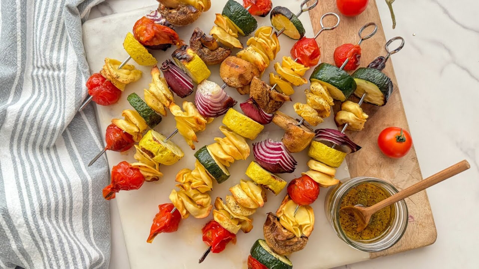 Video thumbnail for Grilled Tortellini Skewers Recipe