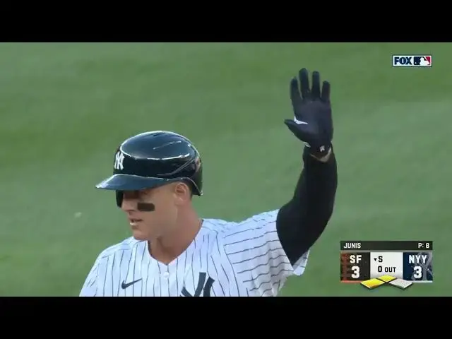 'Video thumbnail for Anthony Rizzo SMACKS a RBI Double, Scoring DJ LeMahieu! | New York Yankees | 4/1/2023'