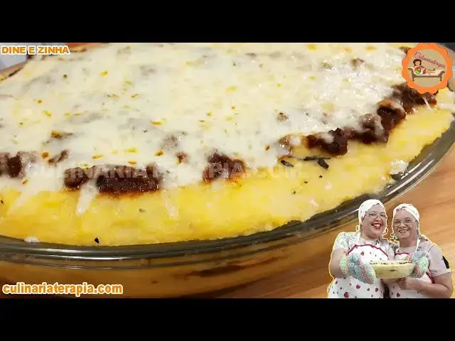 Video thumbnail for Polenta Cremosa Recheada, preparada com flocão de milho recheada com carne e queijo mussarela