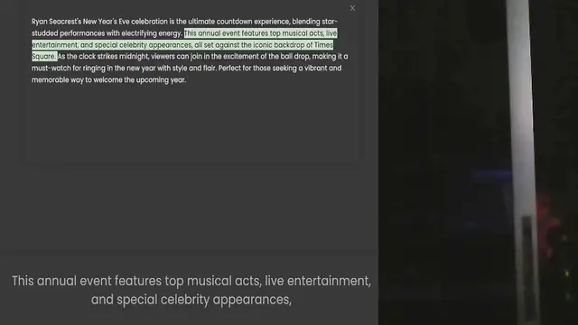 Video thumbnail for Ryan Seacrest's New Year's Eve celebration is the ultimate countdown experience, blending star-studded performances with electrifying energy. This annual event features top musical acts, live entertainment, and special celebrity appearanc