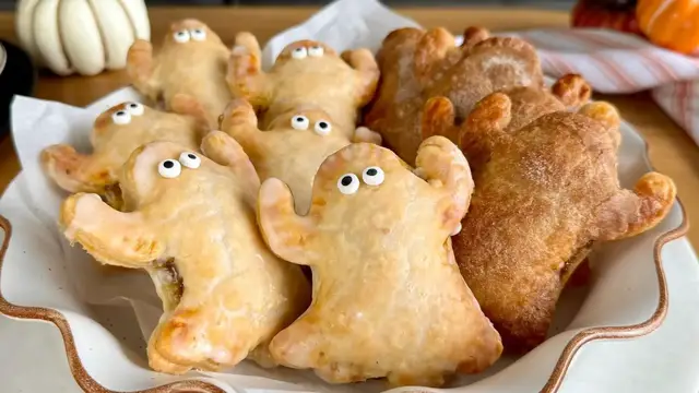 'Video thumbnail for Spooky Sweet Potato Ghost Hand Pies Recipe'