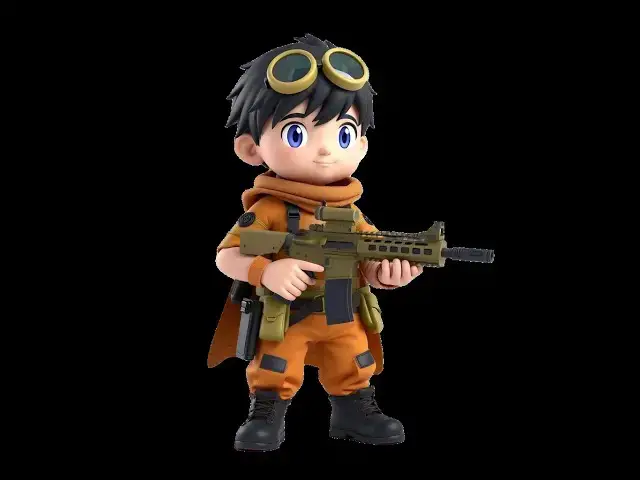 'Video thumbnail for airsoft 3D rendering of a cartoon character'
