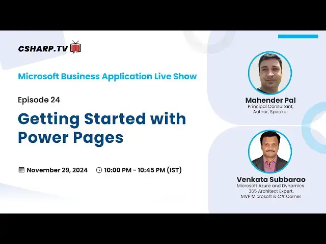 'Video thumbnail for Getting started with Power Pages - Microsoft Business Application Ep. 24'