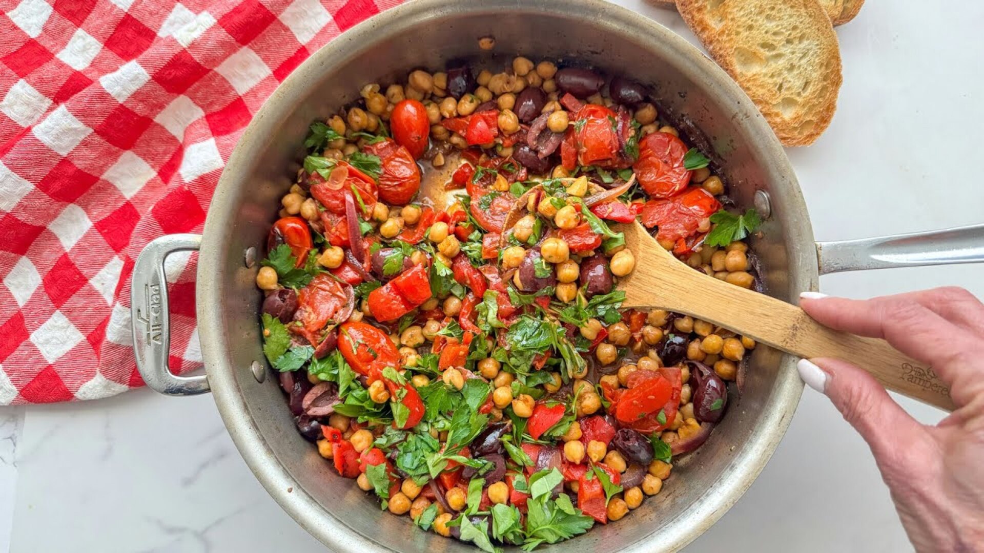 Video thumbnail for Mediterranean Chickpea Skillet Recipe