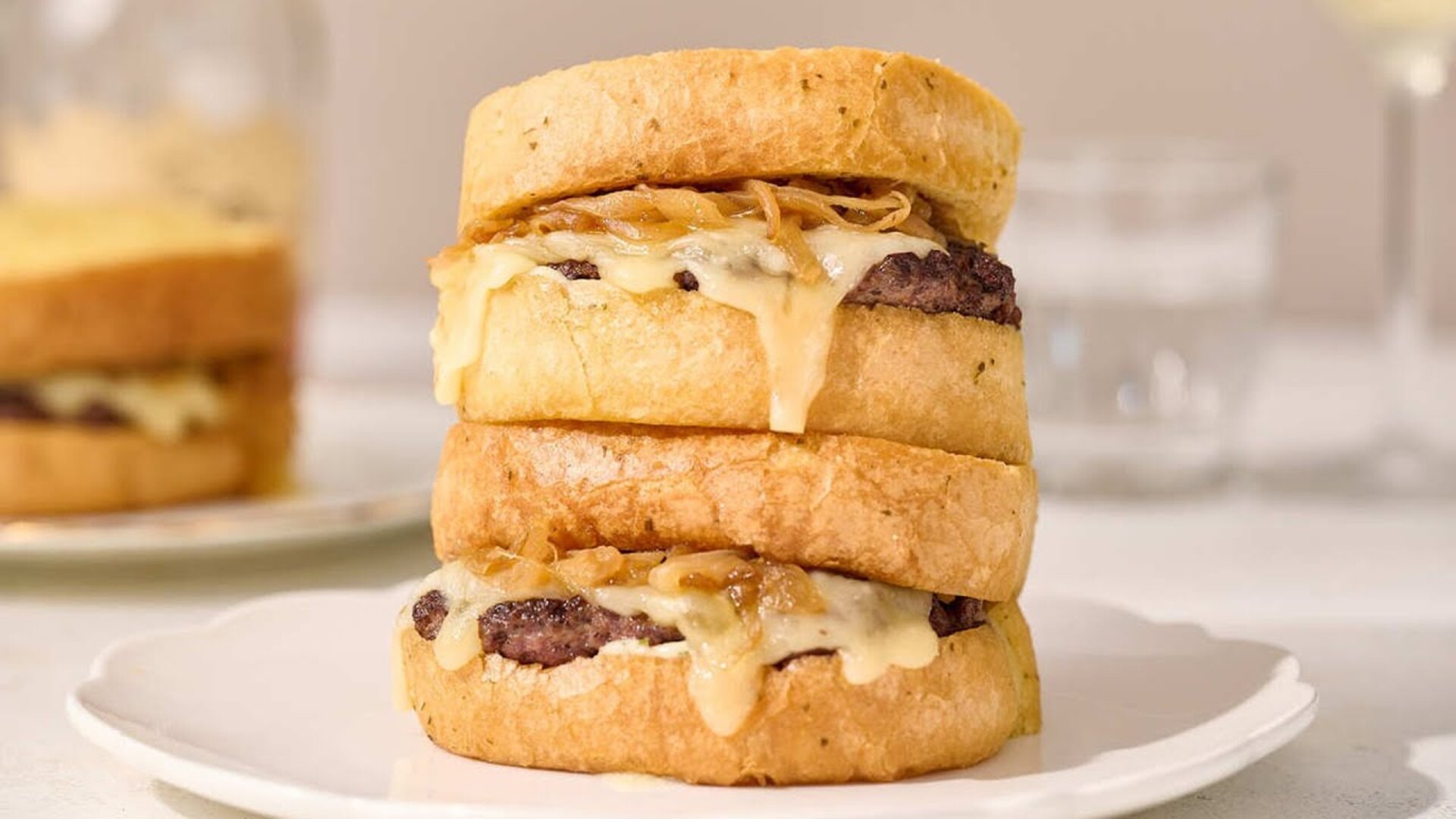 Video thumbnail for Elevated Patty Melt With Brandy Caramelized Onions Recipe
