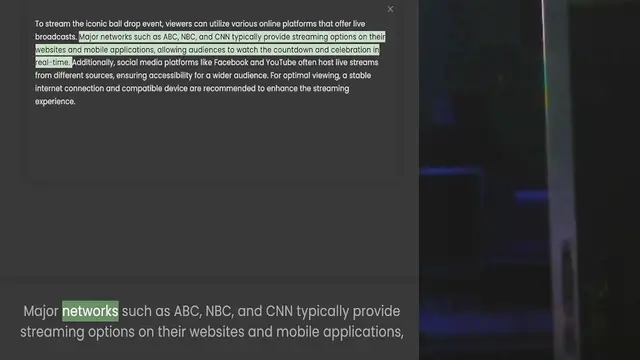 Video thumbnail for To stream the iconic ball drop event, viewers can utilize various online platforms that offer live broadcasts. Major networks such as ABC, NBC, and CNN typically provide streaming options on their websites and mobile applications, allowin