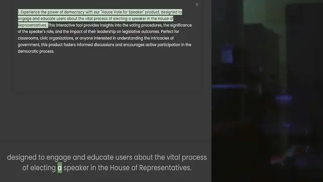 Video thumbnail for engage and educate users about the vital process of electing a speaker in the House of Representatives. This interactive tool provides insights into the voting procedures, the significance of the speaker's role, and the impact of their le