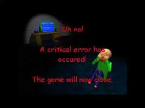 Video thumbnail for um ok so this is the baldi critical error screen