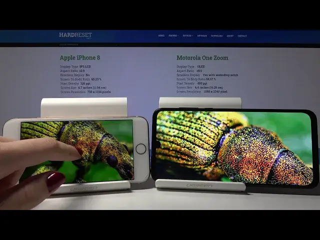 'Video thumbnail for Display Comparison Between iPhone 8 & MOTOROLA One Zoom - Check Quality / Colors / Brightness'