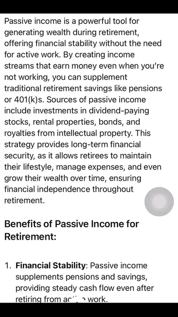Video thumbnail for Passive Income Can Generate Wealth For You In Retirement”