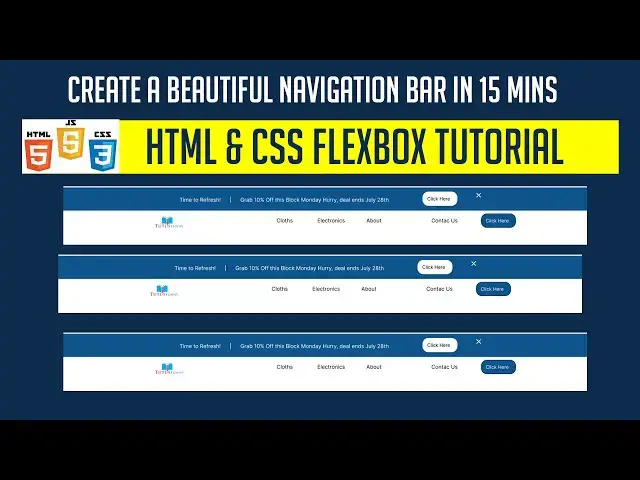 'Video thumbnail for Create a Beautiful Navigation Bar in 15 Mins! | HTML & CSS Flexbox Tutorial'