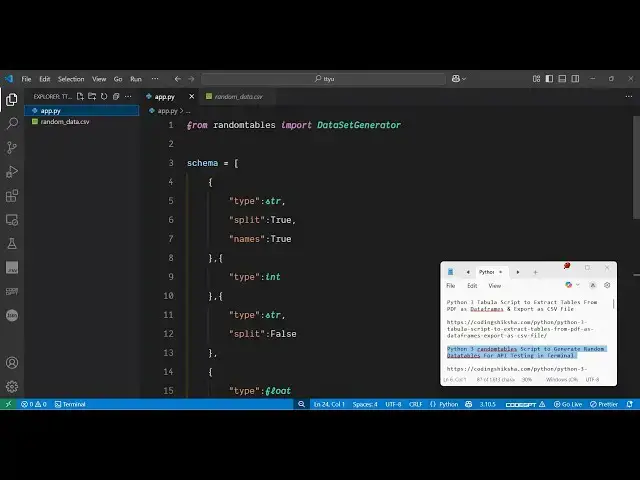 Video thumbnail for Python 3 randomtables Script to Generate Random Datatables For API Testing in Terminal
