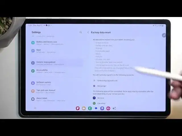 Video thumbnail for How to Erase All Data From Samsung Galaxy Tab S9 / Perform Factory Reset via Settings