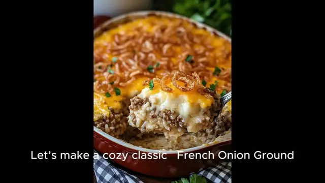 'Video thumbnail for French Onion Ground Beef and Rice Casserole'