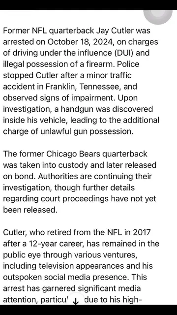 Video thumbnail for “Former NFL Star Jay Cutler Arrested on DUI and Gun Possession Charges Following Traffic Incident”
