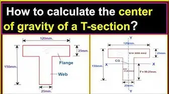 Video thumbnail for How to calculate the CG of a T-section?/ Calculating the center of gravity of a T-section.