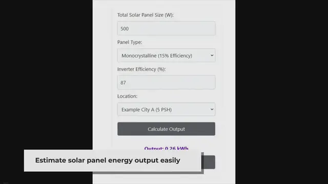 Video thumbnail for Solar Panel Output Calculator | Get Maximum Power Output