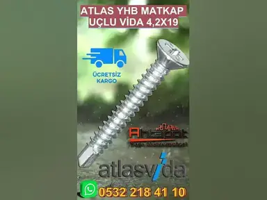 'Video thumbnail for Atlas Matkap Uçlu Vida 4,2×19 #vida #atlasvida #suntavidası #MatkapUçluVida'