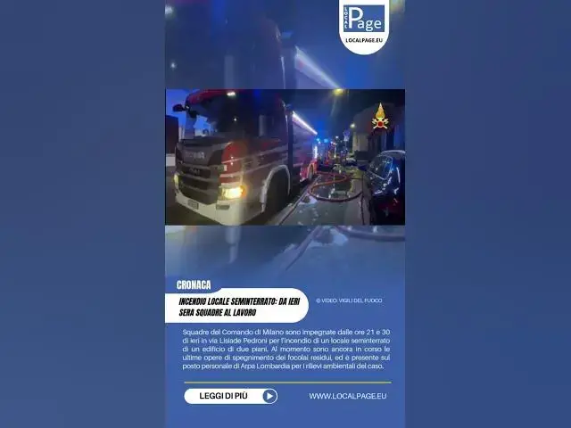 'Video thumbnail for Incendio locale seminterrato: Squadre dei Vigili del Fuoco al lavoro da ieri sera'