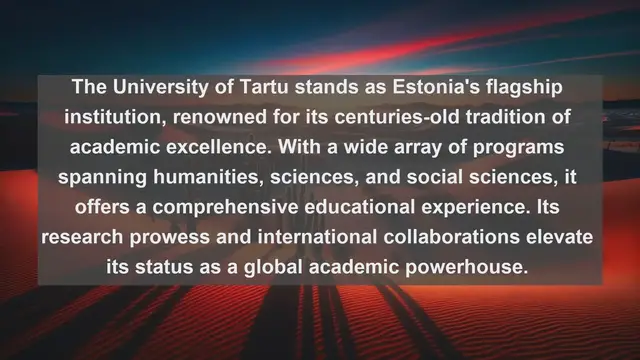 Video thumbnail for Exploring Excellence: Top 10 Favorite Universities in Estonia