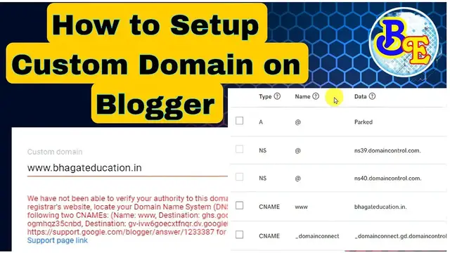 Video thumbnail for How to setup a custom domain on blogger with GoDaddy, Error Fixes with advanced settings