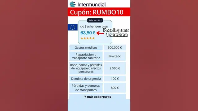Video thumbnail for 10% Cupón y código de descuento: seguro de viaje Europa y Schengen de Intermundial