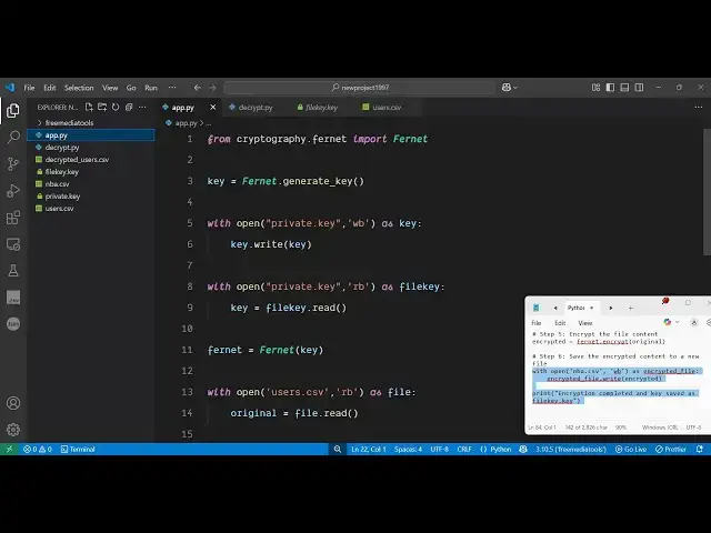 Video thumbnail for Python 3 Cryptography Module to Encrypt & Decrypt Files Using Private Key in Terminal