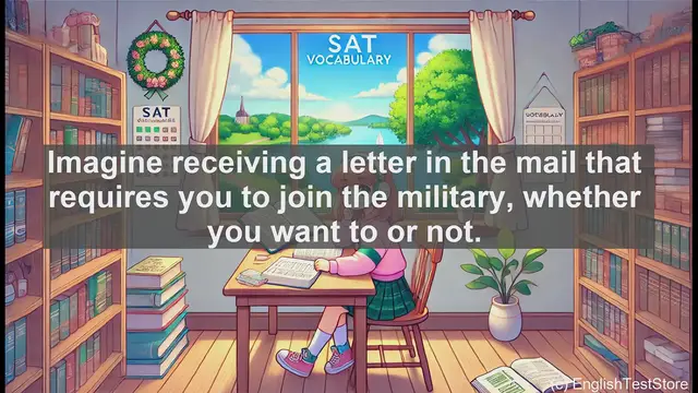 Video thumbnail for 5000 Must Know SAT Vocabulary - SAT Vocabulary: Understanding 'Conscript' in Military Context