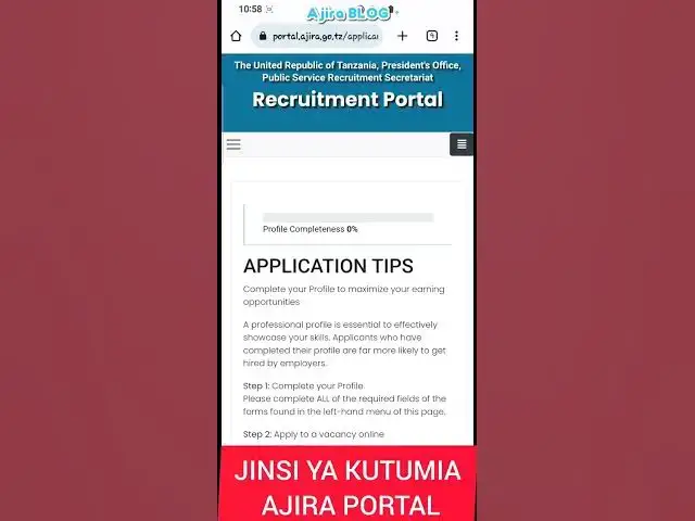Video thumbnail for JINSI YA KUJISAJILI NA KUTUMIA AJIRA PORTAL(FULL VIDEO)
