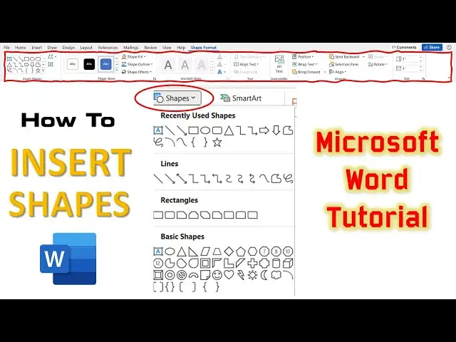 Video thumbnail for How to Draw Shapes in Microsoft Word 2016 Tutorial | Shapes Tool