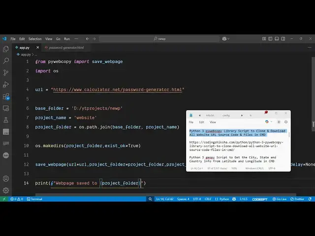 Video thumbnail for Python 3 pywebcopy Library Script to Clone & Download All Website URL Source Code & Files in CMD