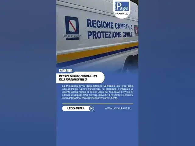 'Video thumbnail for ⚠️ Allerta gialla prorogata in Campania'