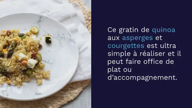 Video thumbnail for Gratin de quinoa aux asperges, courgettes et fromage de chèvre