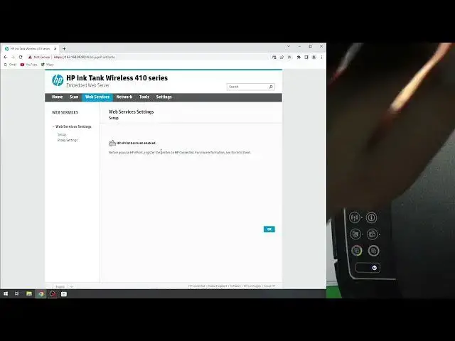 'Video thumbnail for How to Enable Web Services on HP Ink Tank Wireless 410 series (415, 419) / Enable cloud printing'
