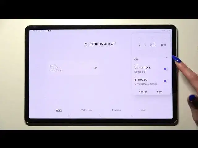 'Video thumbnail for How to Set Up Alarm Clock on SAMSUNG Galaxy Tab S8+ - Alarm Clock Settings'