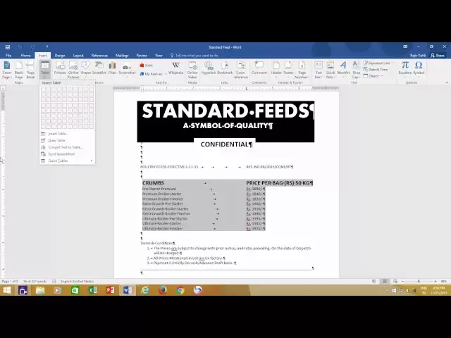 Video thumbnail for How to Convert Text to Tables in Microsoft Word 2016 Tutorial - Lesson 12