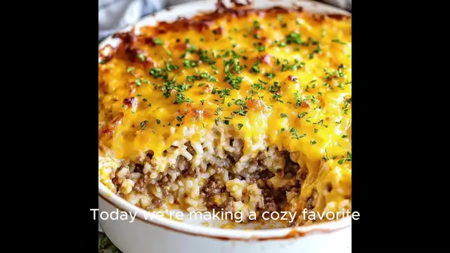 'Video thumbnail for Cheesy Ground Beef Rice Casserole'