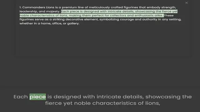 'Video thumbnail for 1. Commanders Lions is a premium line of meticulously crafted figurines that embody strength, leadership, and majesty. Each piece is designed with intricate details, showcasing the fierce yet noble characteristics of lions, making them pe'