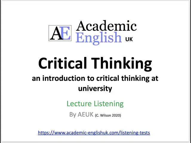 Video thumbnail for Critical Thinking Lecture: an introduction to critical thinking