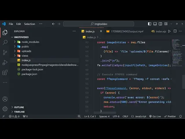 Video thumbnail for Node.js Express FFMPEG Project to Create Slideshow of Images and Export to MP4 Video in Browser