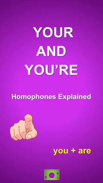 'Video thumbnail for Your vs You're: Master Homophones with Clear Examples'