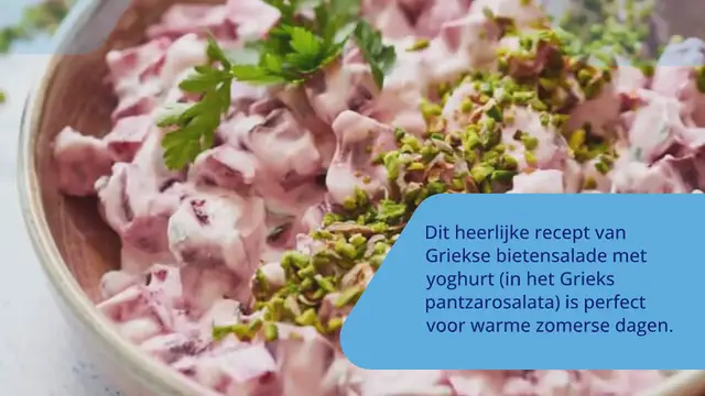 Video thumbnail for Griekse bietensalade met yoghurt – pantzarosalata