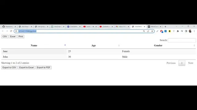 Video thumbnail for Javascript DataTables.js to Render Tables With Sorting & Pagination & Export it to CSV,Excel & PDF