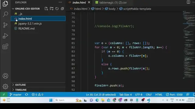 Video thumbnail for Javascript Project to Build Form UI CSV CRUD Table Editor With Validation & Preview in Browser