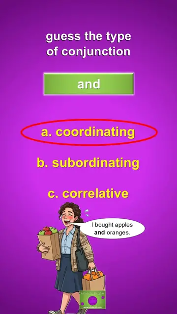 Video thumbnail for Conjunctions Quiz: Coordinating, Subordinating or Correlative? #1
