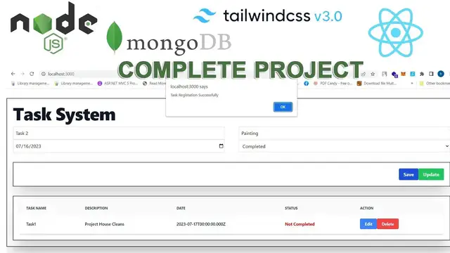 Video thumbnail for Node Js Tailwindcss React Mongodb App