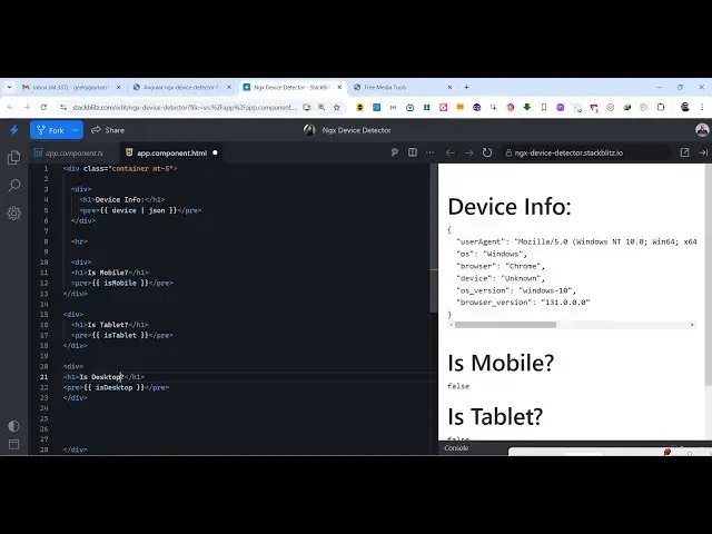 Video thumbnail for Angular ngx-device-detector Example to Detect Device & Browser Info in Browser Using TypeScript